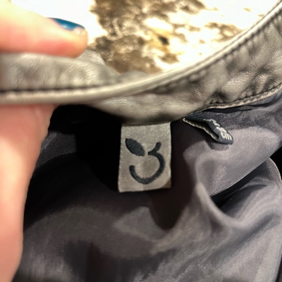 Stunning 3pommes faux-leather moto quilted metallic jacket, size 2/3 98cm - Picture 3 of 9